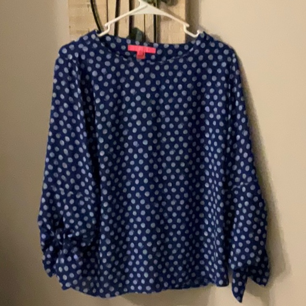 Lilly Pulitzer Royal Purple polka dots casual top pre owned size small